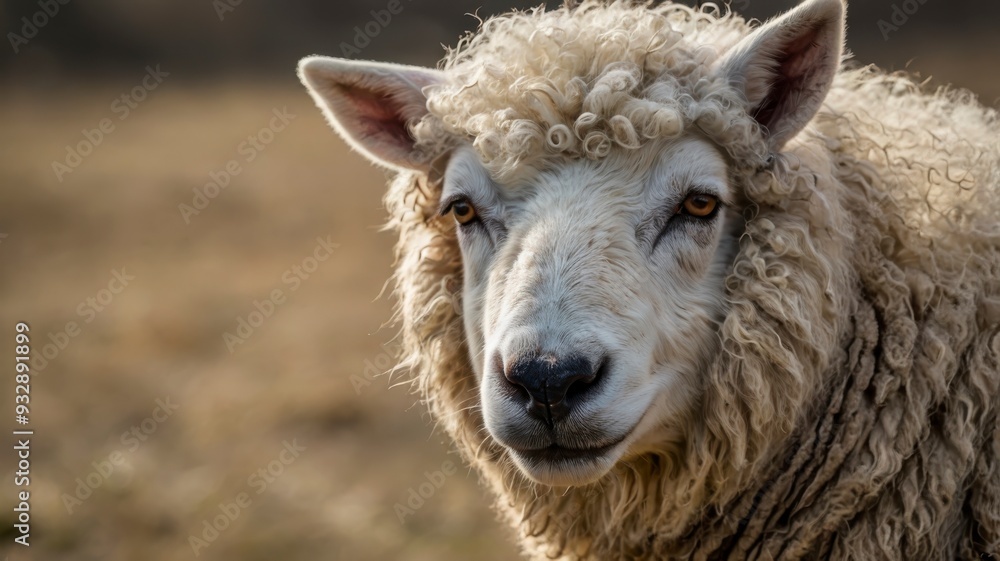 Closeup of sheep and wolf face to face Closeup of sheep and wolf face to face