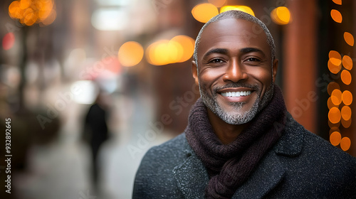 Smiling man wearing a scarf...