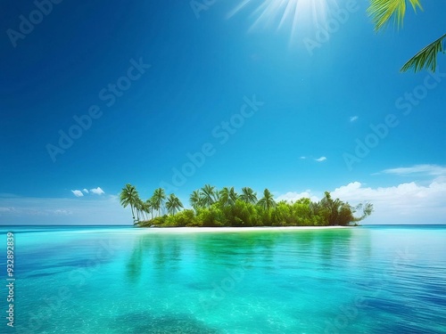 tropical island with palm trees