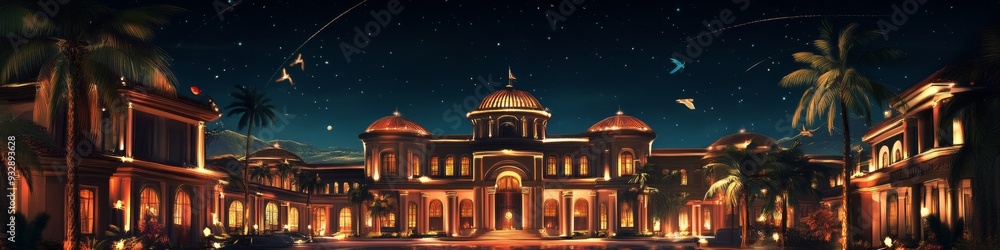 Fototapeta premium Luxurious Abstract Casino Exterior: AI-Generated Illustration for Marketing and Design. Elegant Minimalist Composition with Stylish Gradient Textures. Versatile Graphic Element for Entertainment UI, W