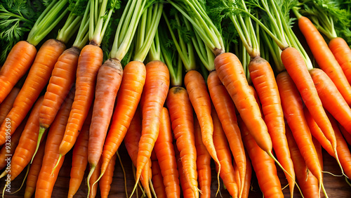 Carrots isolated. Carrot on white background. Three carrots with green leaves. With clipping path. Full depth of field.
 photo