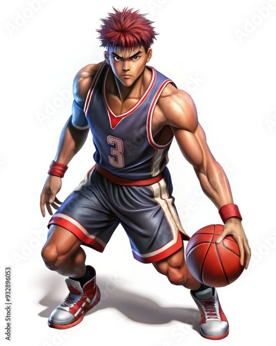 Determined Basketball Player with Red Hair Ready for the Shot