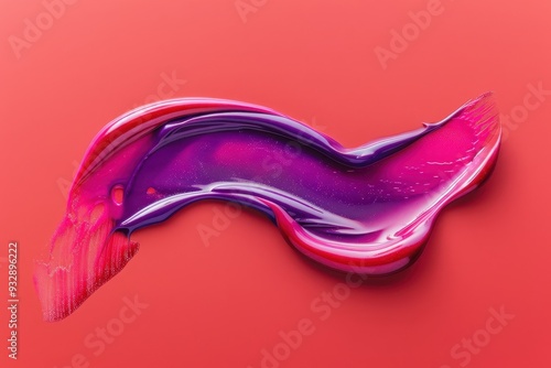 Isolated pink and purple lip gloss sample on red background