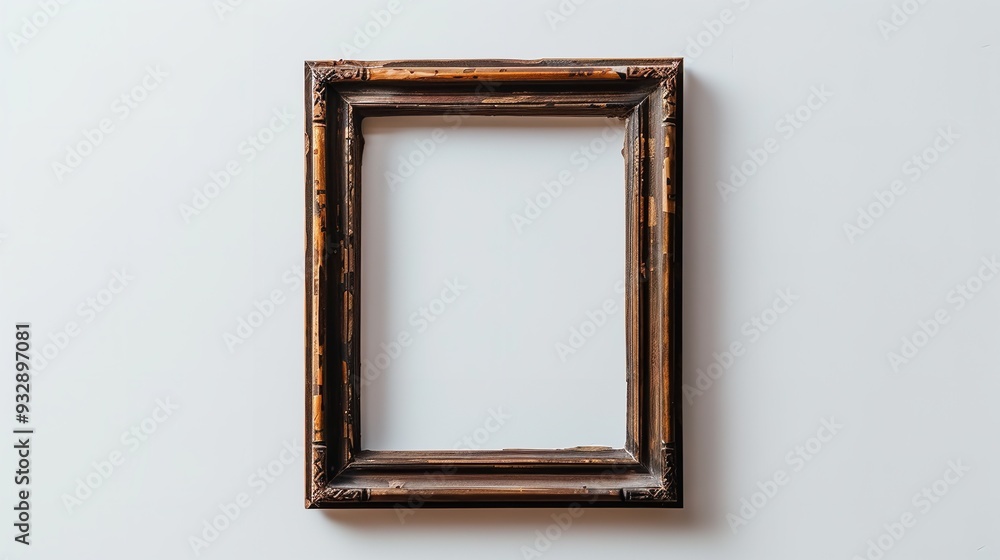 Traditional wooden frame with a brown cutout. Generative Ai Traditional wooden frame with a brown cutout. Generative Ai