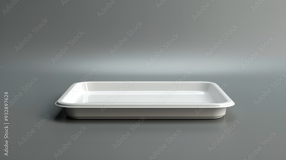 Grey mockup of a blank, empty plastic or paper tray. Generative Ai Grey mockup of a blank, empty plastic or paper tray. Generative Ai