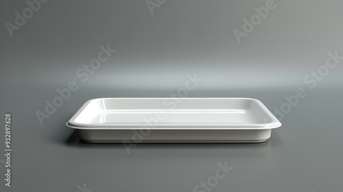 Grey mockup of a blank, empty plastic or paper tray. Generative Ai