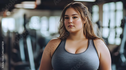 Young woman in a sports bra...