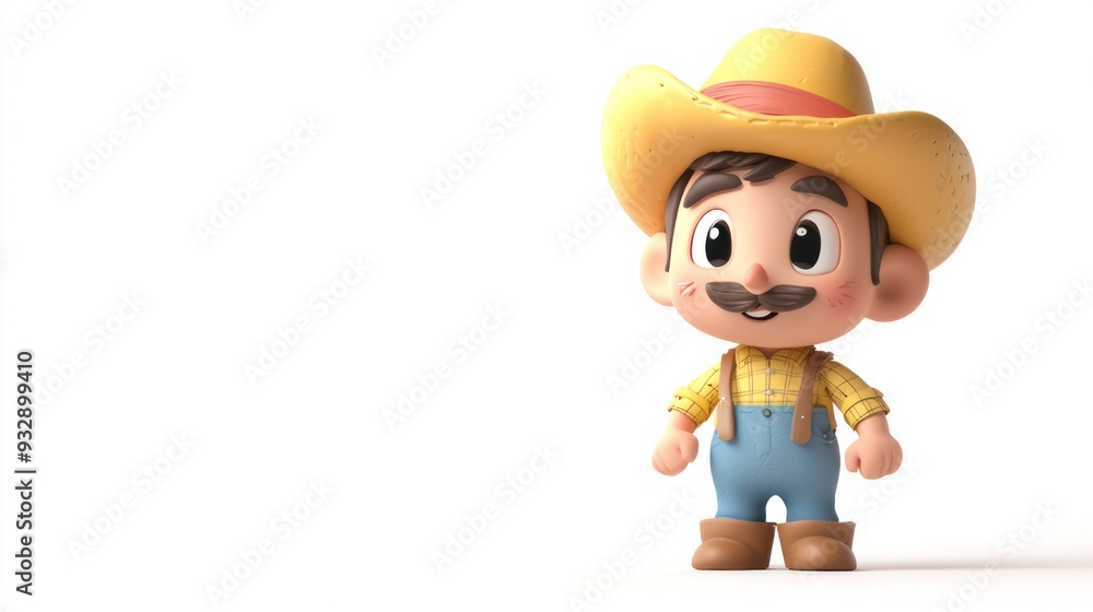Adorable Clay Farmer Character in 3D with Kawaii Style on White Background, Generative Ai Adorable Clay Farmer Character in 3D with Kawaii Style on White Background, Generative Ai