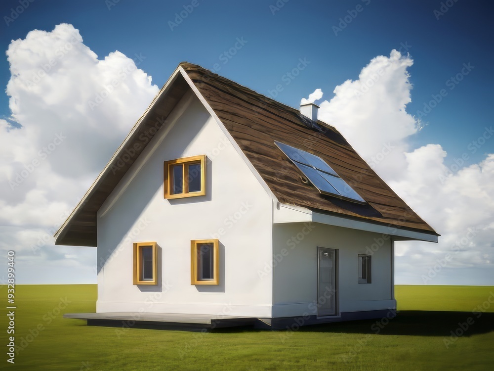 casa dibujada con placas solares casa dibujada con placas solares