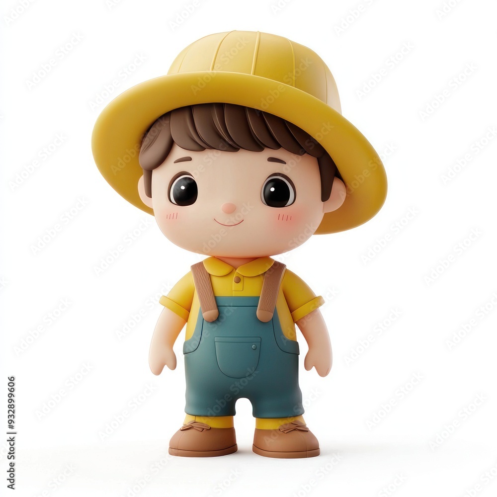 Adorable Clay Farmer Character in 3D with Kawaii Style on White Background, Generative Ai Adorable Clay Farmer Character in 3D with Kawaii Style on White Background, Generative Ai