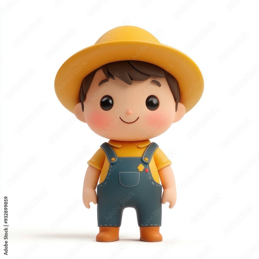 Adorable Clay Farmer Character in 3D with Kawaii Style on White Background, Generative Ai Adorable Clay Farmer Character in 3D with Kawaii Style on White Background, Generative Ai