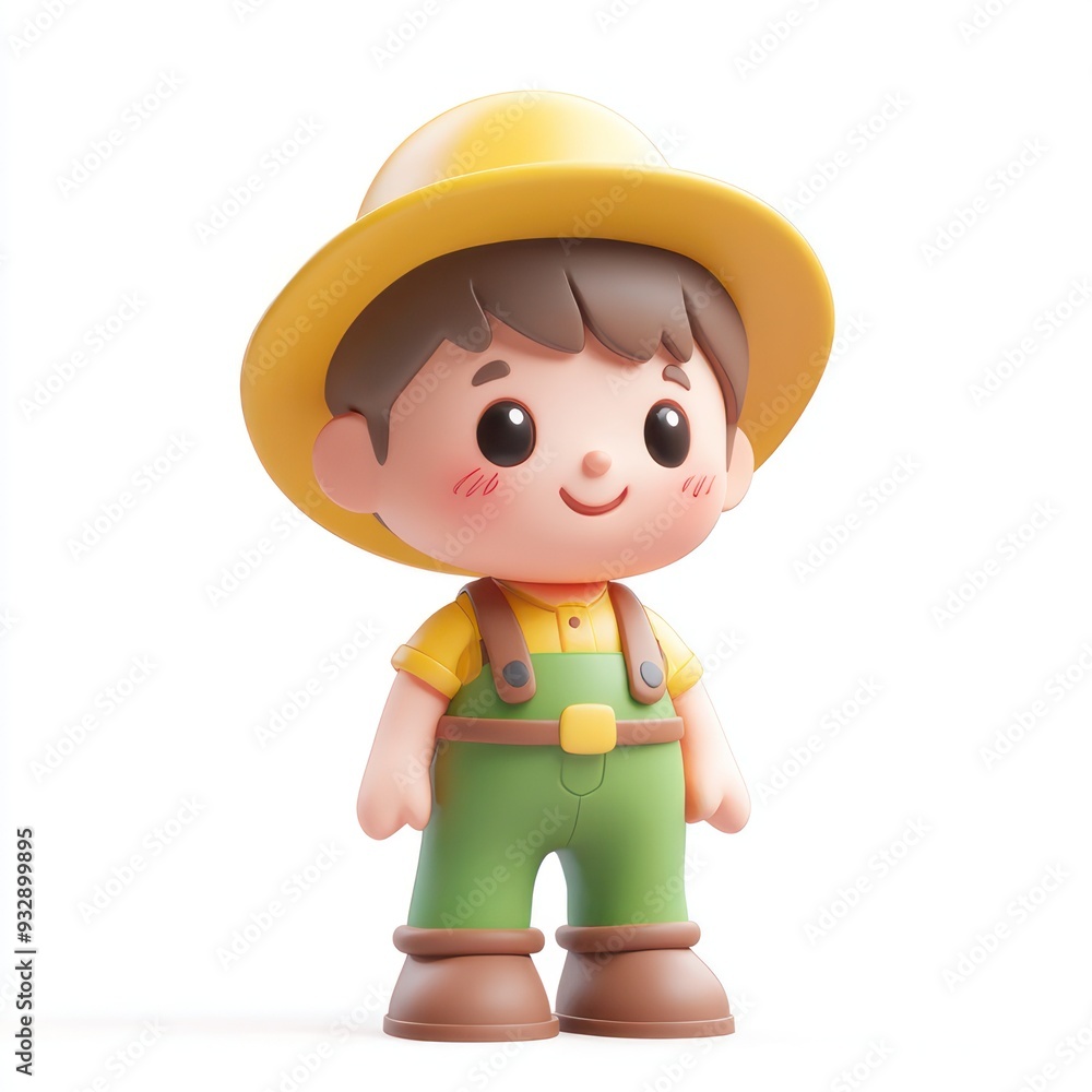Adorable Clay Farmer Character in 3D with Kawaii Style on White Background, Generative Ai Adorable Clay Farmer Character in 3D with Kawaii Style on White Background, Generative Ai
