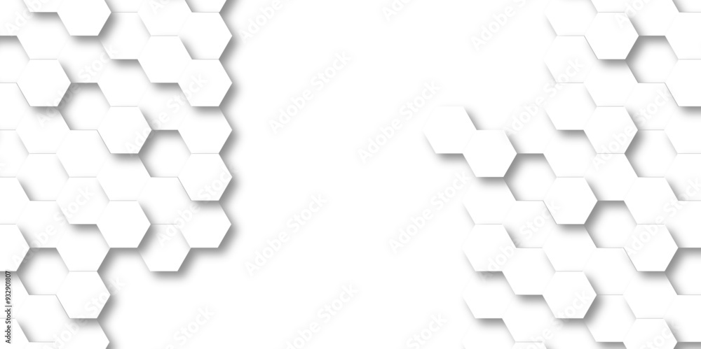 Obraz premium Abstract White Hexagonal Background. Luxury White Pattern. Vector Illustration. 3D Futuristic abstract honeycomb mosaic white background. geometric mesh cell texture. modern futuristic wallpaper.