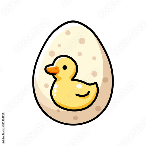 vector illustration of duck egg and duckling inside in cartoon style isolated on white background