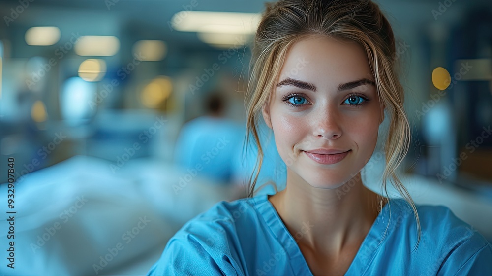 Fototapeta premium portrait of female nurse or housekeeping staff changing sheets in hospital-art-scale-_x.jpeg