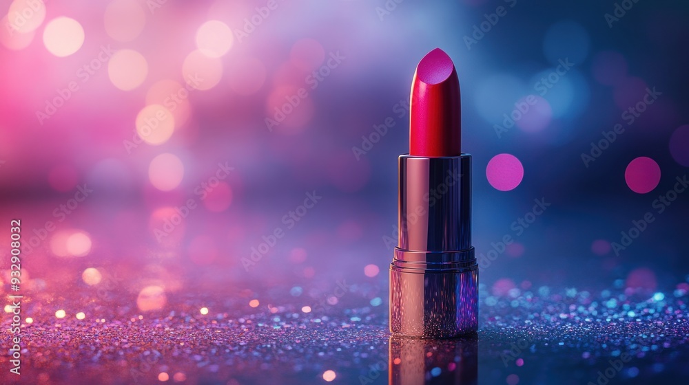 Red Lipstick on Glitter Background Red Lipstick on Glitter Background