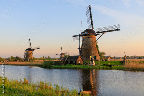 Netherlands, Holland. South Holland, Zuid Holland, Kinderdijk. Windmills.