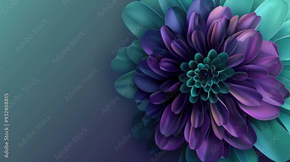 Abstract Flower in Purple and Teal Abstract Flower in Purple and Teal