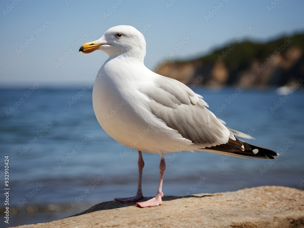 Fototapeta premium seagull on the beach,seagull on white background