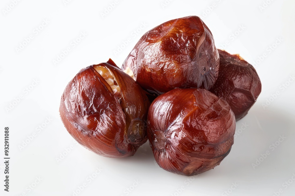 Obraz premium Roasted chestnut on white background from China