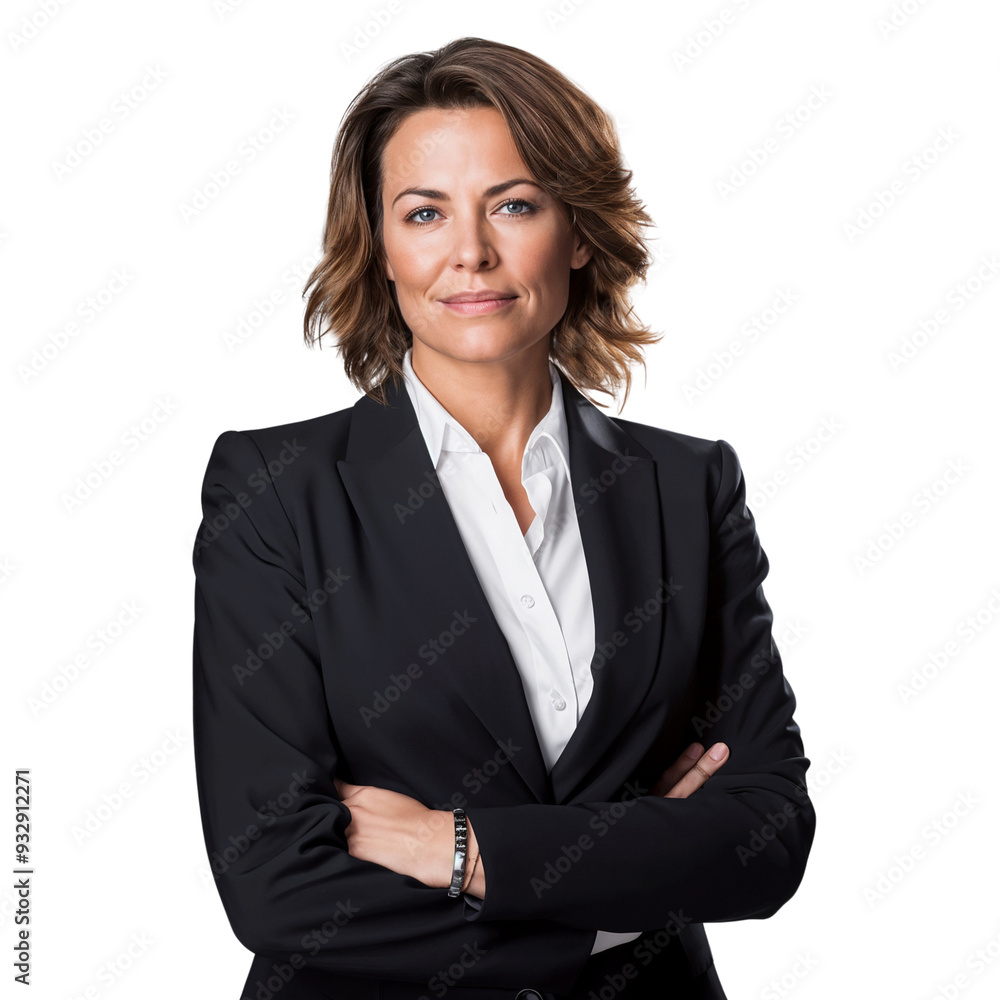Portrait of a smiling businesswoman, a professional and confident woman in suit, isolated on transparent background Portrait of a smiling businesswoman, a professional and confident woman in suit, isolated on transparent background