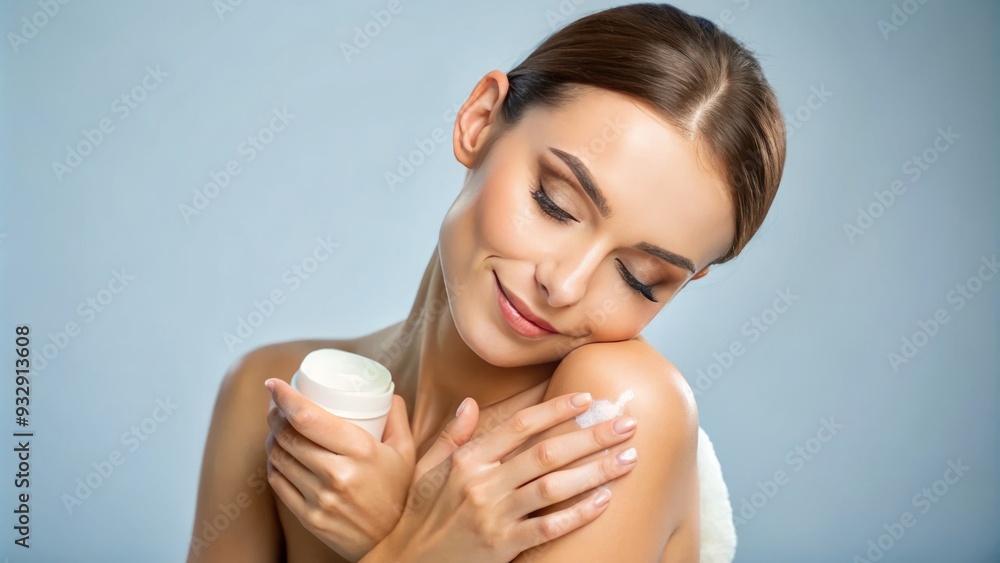 She cradles her curves, gentle fingers molding lotion onto skin. Soft whispers of self-care and affection as she honors her femininity. She cradles her curves, gentle fingers molding lotion onto skin. Soft whispers of self-care and affection as she honors her femininity.