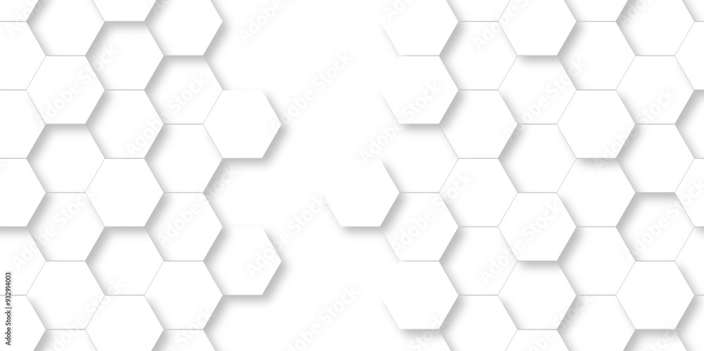 Naklejka premium Abstract White Hexagonal Background. Luxury White Pattern. Vector Illustration. 3D Futuristic abstract honeycomb mosaic white background. geometric mesh cell texture. modern futuristic wallpaper.