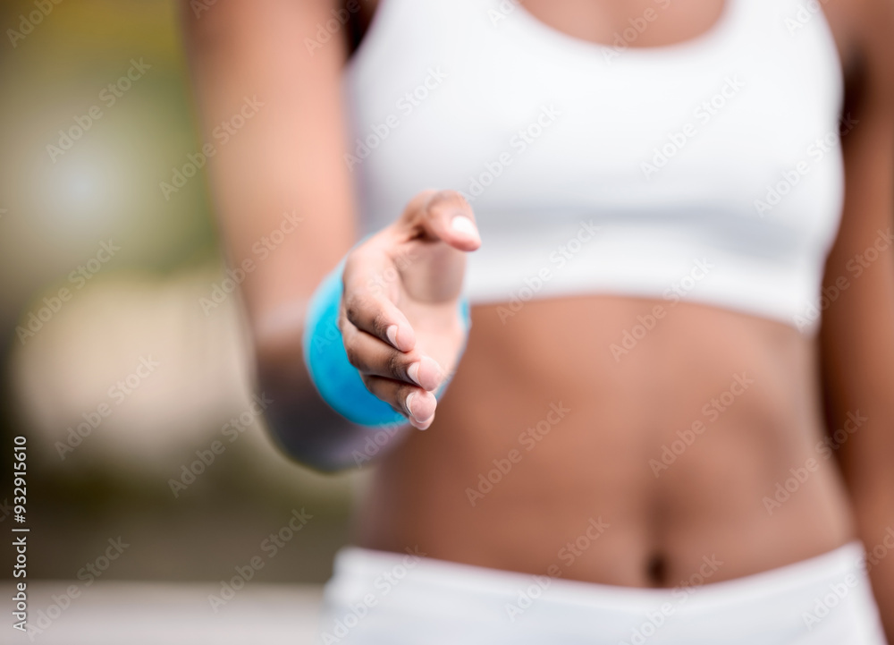 Fitness, handshake and thank you with tennis player on court for deal, sportsmanship or well done. Exercise, training and wellness with person shaking hands closeup at arena or venue for motivation Fitness, handshake and thank you with tennis player on court for deal, sportsmanship or well done. Exercise, training and wellness with person shaking hands closeup at arena or venue for motivation
