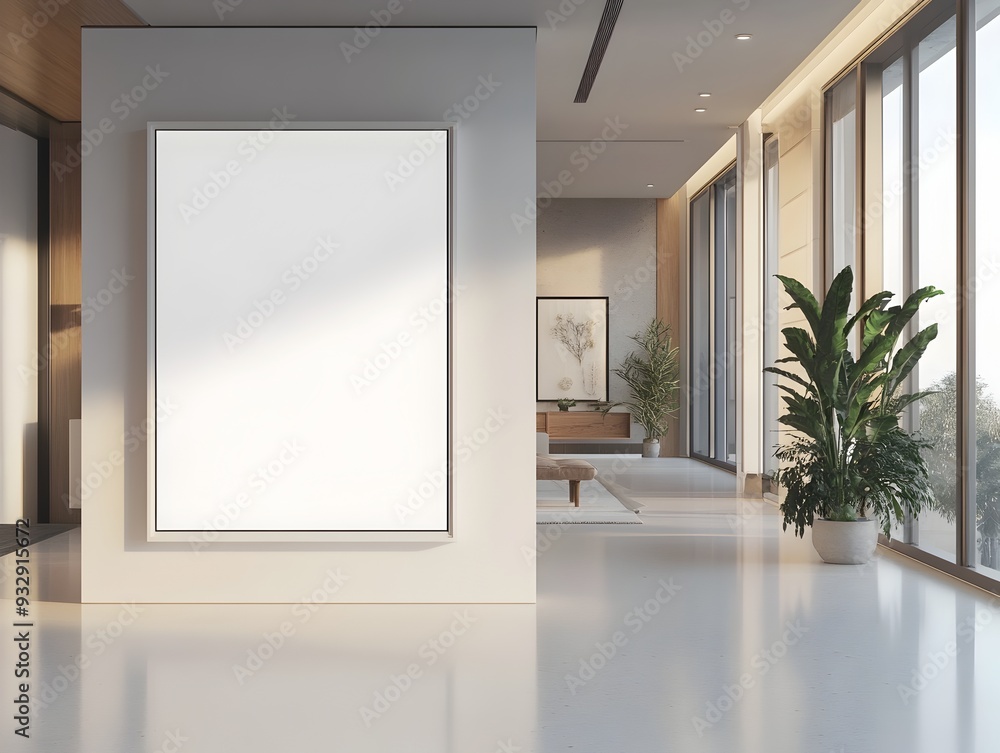 Serene Minimalist White Photo Frame Backdrop in Bright Modern Studio Apartment with Sleek Lines Large Windows and Natural Lighting Serene Minimalist White Photo Frame Backdrop in Bright Modern Studio Apartment with Sleek Lines Large Windows and Natural Lighting