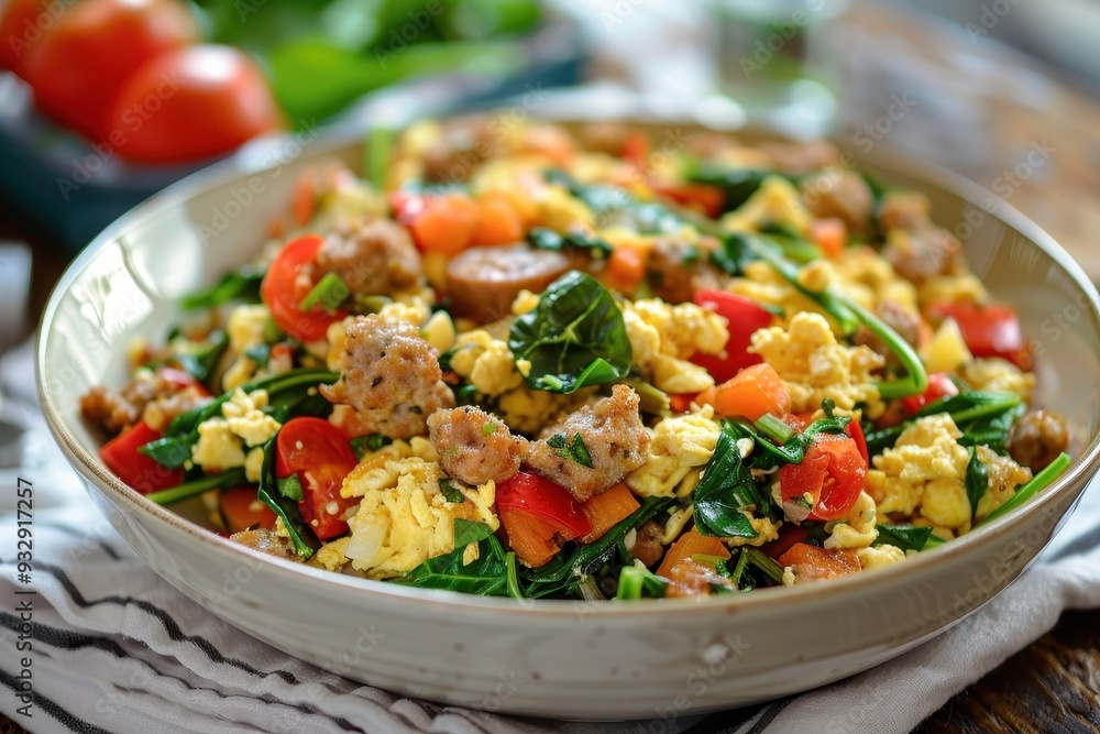 Sausage and Spinach Veggie Egg Scramble Sausage and Spinach Veggie Egg Scramble