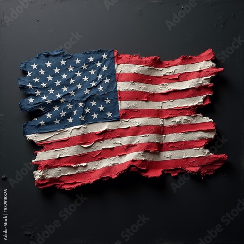 Textured representation of the American flag, ideal for patriotic events and decorations with copy space. photo