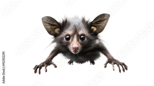 Aye-Aye in a curious pose, looking upward, isolated on transparent background photo