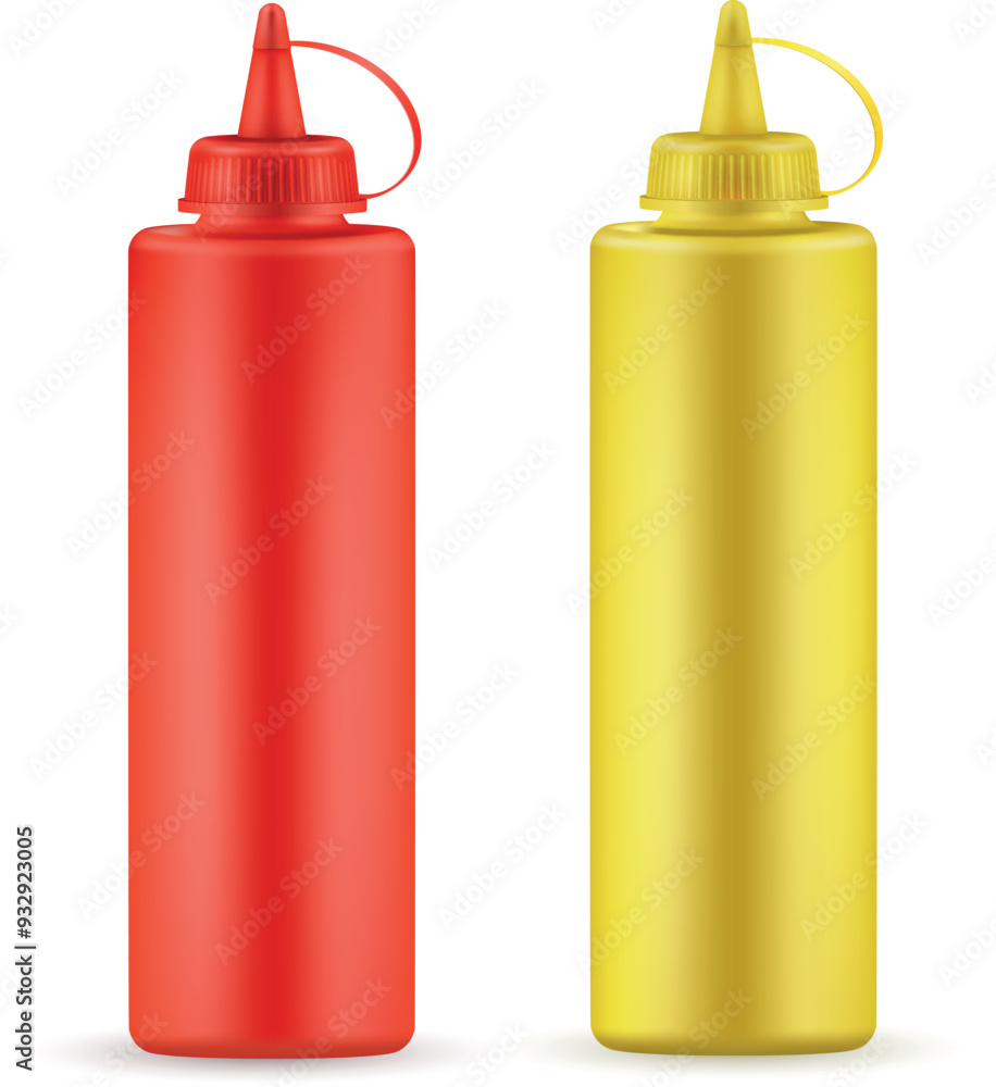 Bottles of ketchup and mustard isolated on white background Bottles of ketchup and mustard isolated on white background