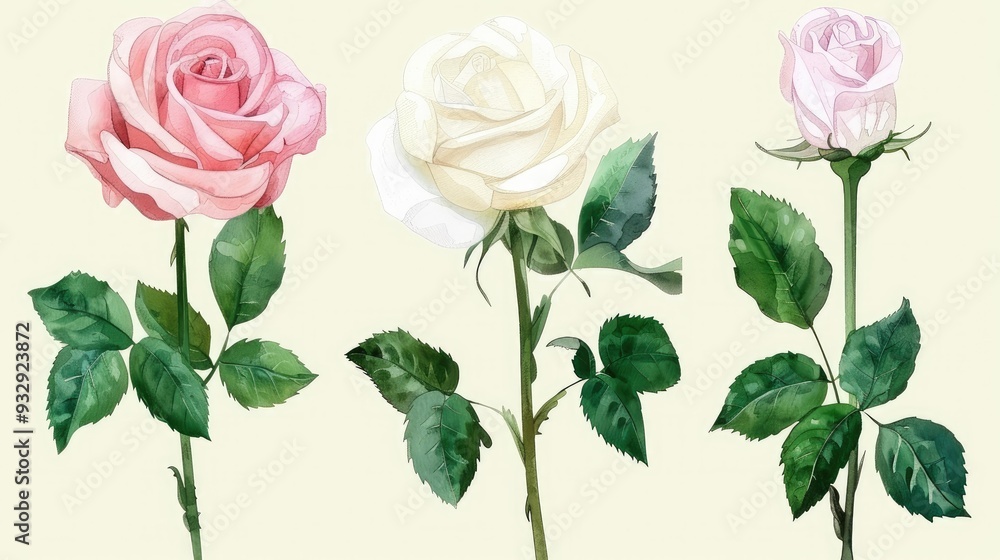 Watercolor Painting of Three Roses Watercolor Painting of Three Roses