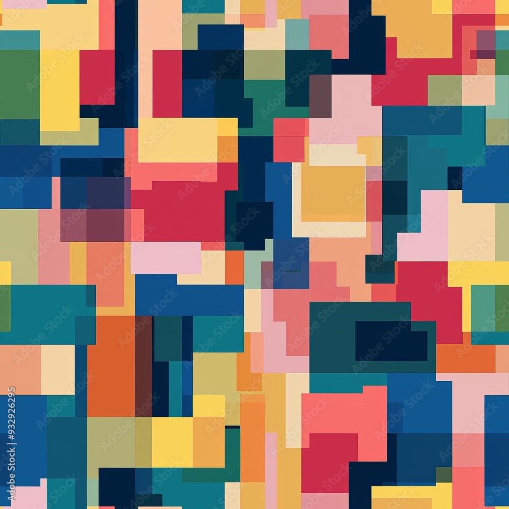 Seamless pattern of pixelated abstract art and color blocks Seamless pattern of pixelated abstract art and color blocks