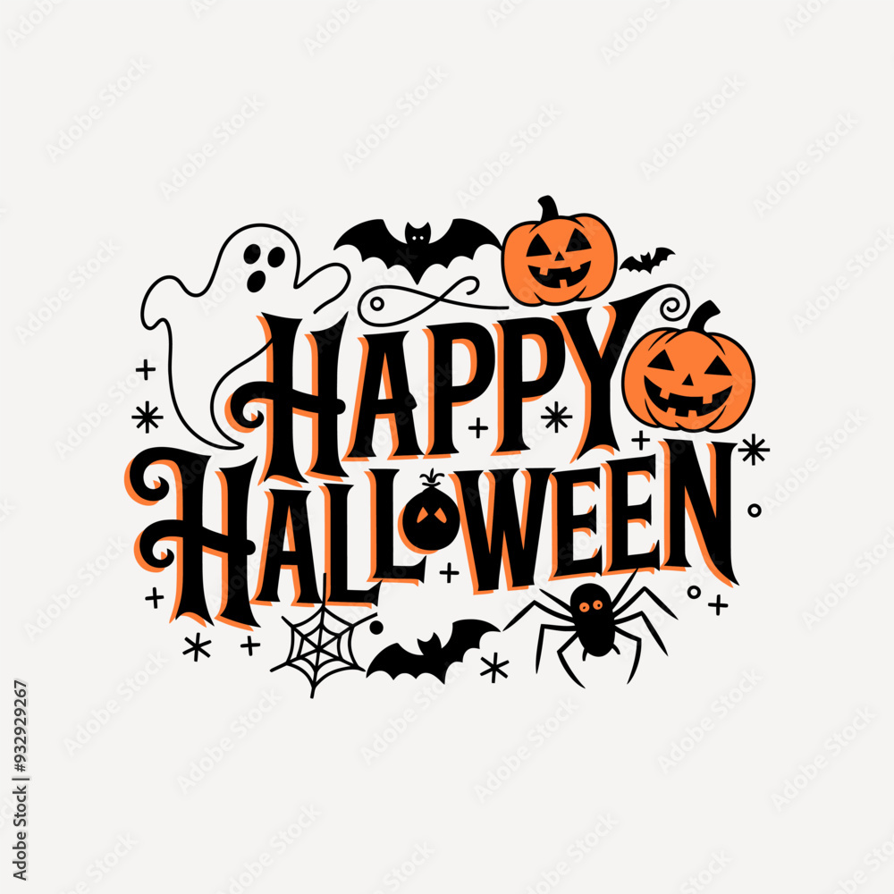 Happy Halloween t shirt design typography on an isolated white background Happy Halloween t shirt design typography on an isolated white background