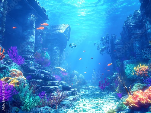 Underwater Ruins and Vibrant Coral Reefs