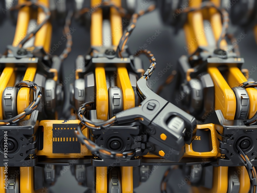 3D render of industrial cable clamps and cords, realistic 3D render of industrial cable clamps and cords, realistic