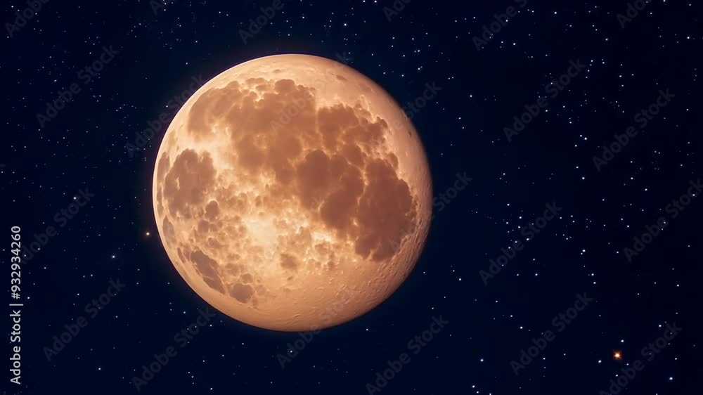 Full moon illuminates the night sky over a star-filled horizon Full moon illuminates the night sky over a star-filled horizon