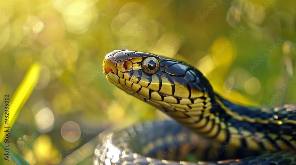 Close-up of a Snake with Yellow and Black Scales