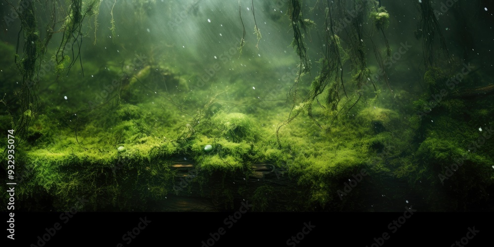 Obraz premium Enchanted forest moss green nature background eco concept