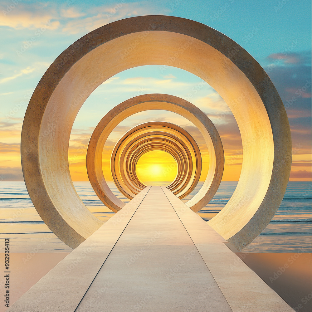 Fototapeta premium tunnel vision narrowing path leading to a goal, 3D illustration