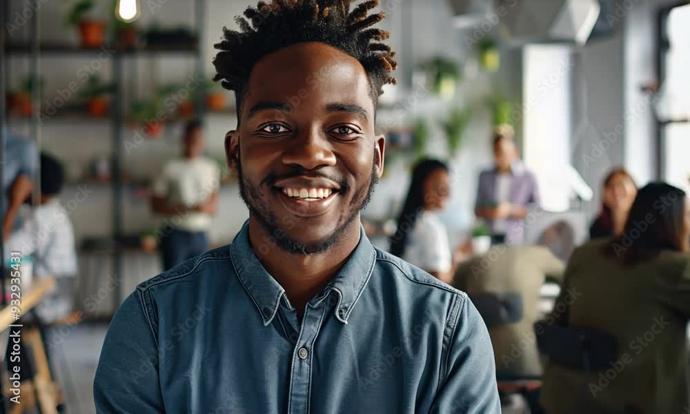 A young man enthusiastically engages with colleagues in a bright and stylish workspace, fostering creativity and teamwork among the group A young man enthusiastically engages with colleagues in a bright and stylish workspace, fostering creativity and teamwork among the group