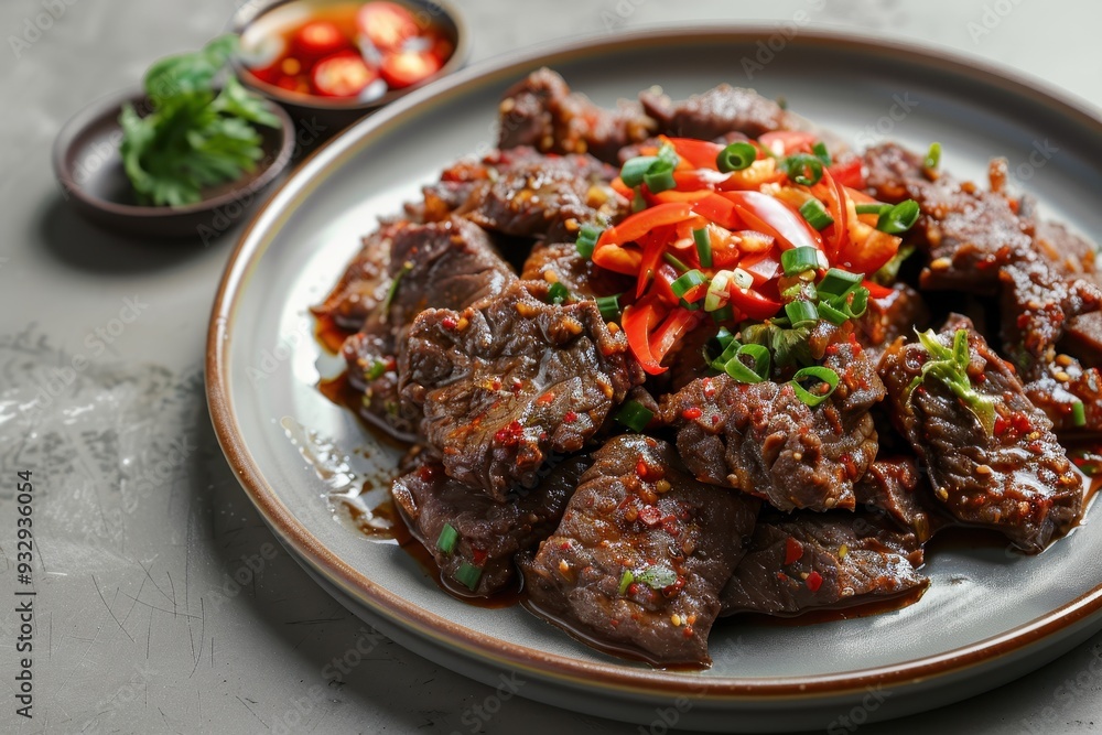 Traditional Indonesian dish made with beef slices in sambal sauce Traditional Indonesian dish made with beef slices in sambal sauce