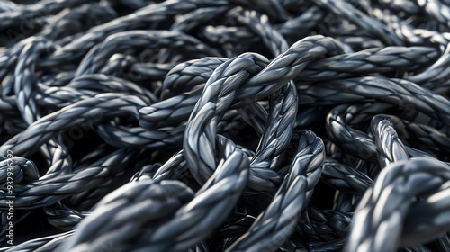 3D render of industrial ties and cords, detailed photo