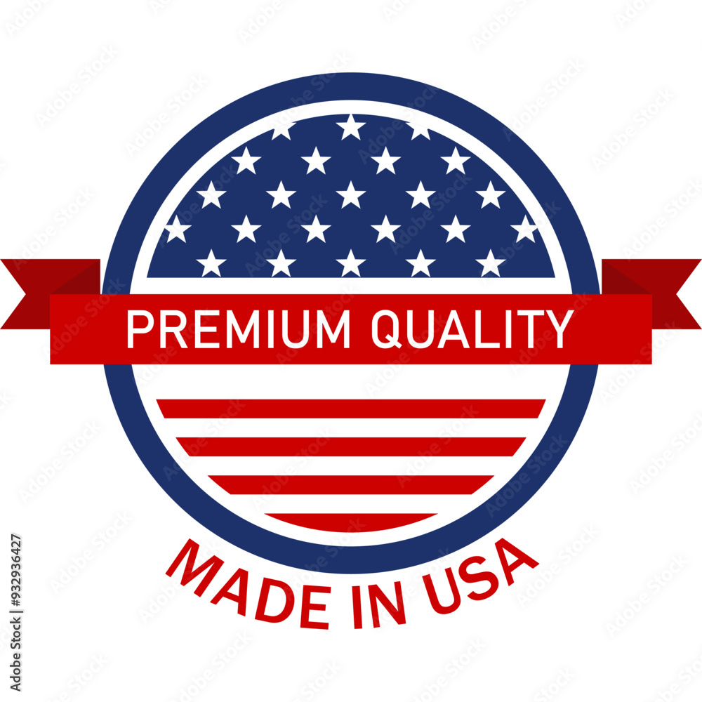 Made in USA. USA Quality. Premium Quality. American Product Label, Sticker. Vector Flat Icon Made in USA. USA Quality. Premium Quality. American Product Label, Sticker. Vector Flat Icon