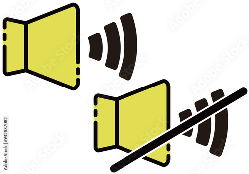 音声のオンとオフをイメージしたアイコン素材セット