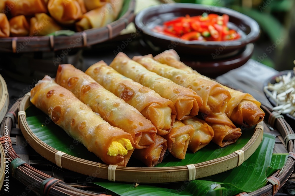 Traditional Semarang snack lumpia with bamboo shoots eggs and meat Traditional Semarang snack lumpia with bamboo shoots eggs and meat