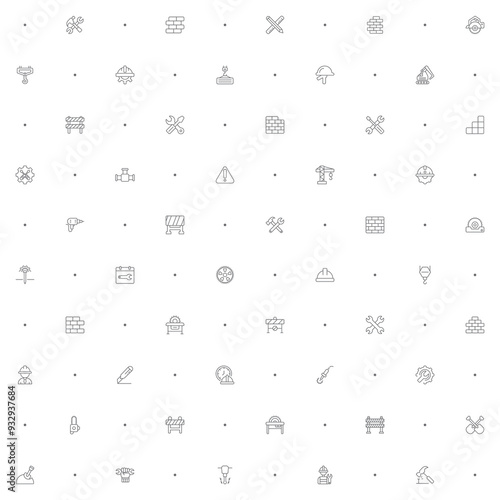 Seamless pattern Labor Day and industry icon on white background. Included the icons as engineer, architect, service, job, worker, factory, builder, labour, employee, helmet And Other Elements