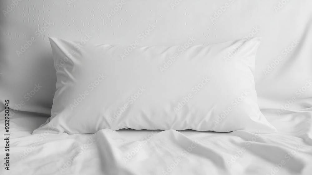 Mockup of White Pillow on Wrinkled White Bed Sheet. Mockup of White Pillow on Wrinkled White Bed Sheet.